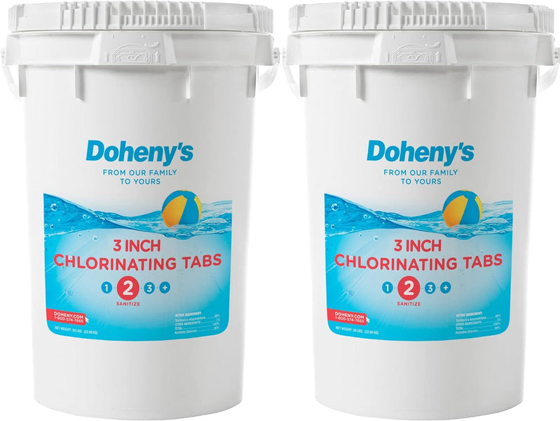 Doheny's 3 Inch Stabilized Chlorine Tablets | Pro-Grade Pool Sanitizer, Long Lasting, Slow Dissolving, 99% Pure Tri-Chlor, Individually Wrapped - 50lb
