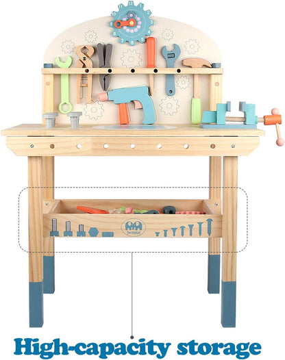 Children's tool table toys game workbench wooden tool table workshop workbench with tool set wooden construction workbench toys