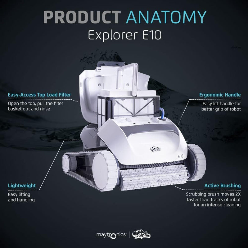 Robotic Pool Vacuum Cleaner All Pools up to 30 FT - Scrubber Brush Easy Top Load Filters