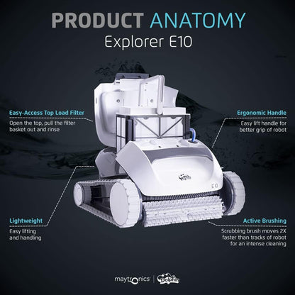 Robotic Pool Vacuum Cleaner All Pools up to 30 FT - Scrubber Brush Easy Top Load Filters