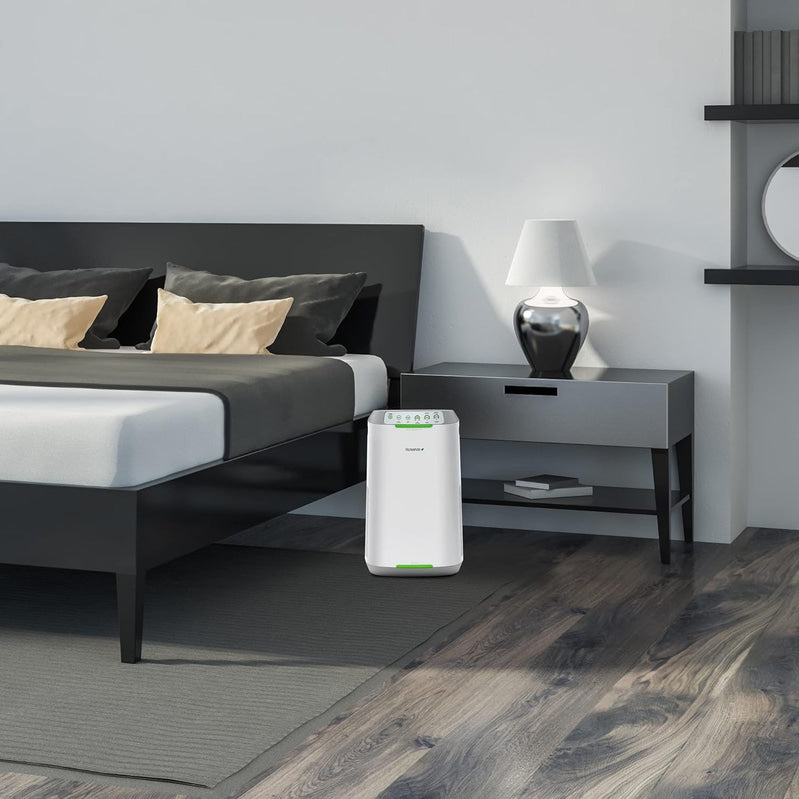 Smart Air Purifiers, ZERO Waste & ZERO Filter Replacements, Covers Up to 2002 Sq.Ft. for Home Large Room Bedroom, 30°, 60°, 90° Vents, 6 Fan Speeds, Sleep Mode, Timer, white