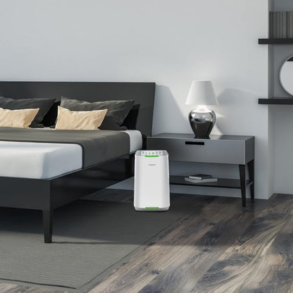 Smart Air Purifiers, ZERO Waste & ZERO Filter Replacements, Covers Up to 2002 Sq.Ft. for Home Large Room Bedroom, 30°, 60°, 90° Vents, 6 Fan Speeds, Sleep Mode, Timer, white
