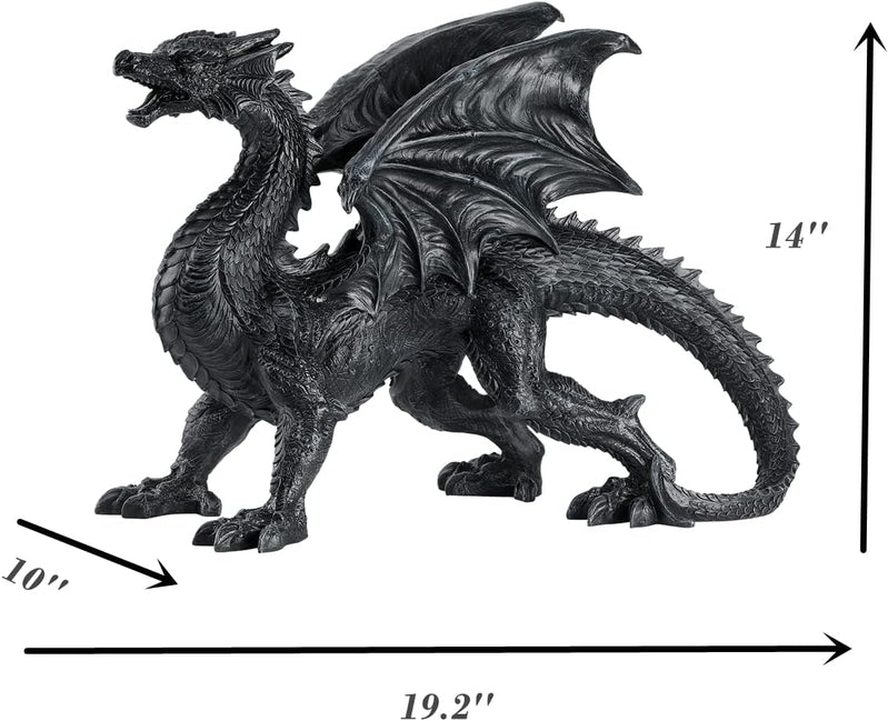 Large size gothic roaring pterosaur statue fantasy decoration