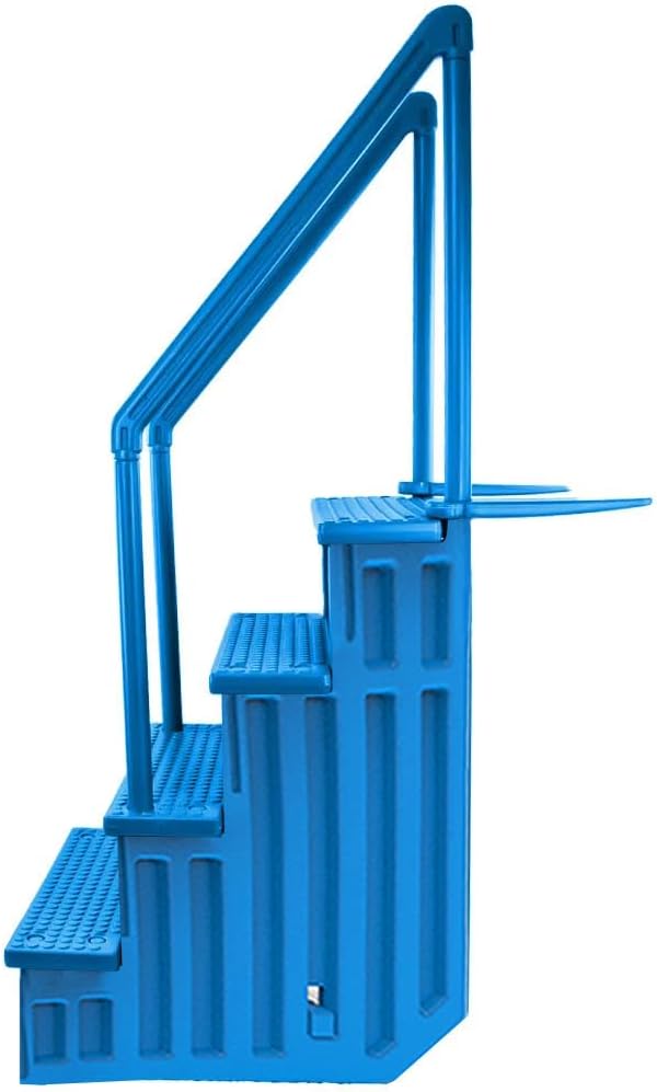 Select Anti-Slip in-Pool Steps | Gray | for Above Ground Swimming Pools | Can Mount to Decks 48" to 54" H | Safety Stairs Capacity Up to 300 lbs