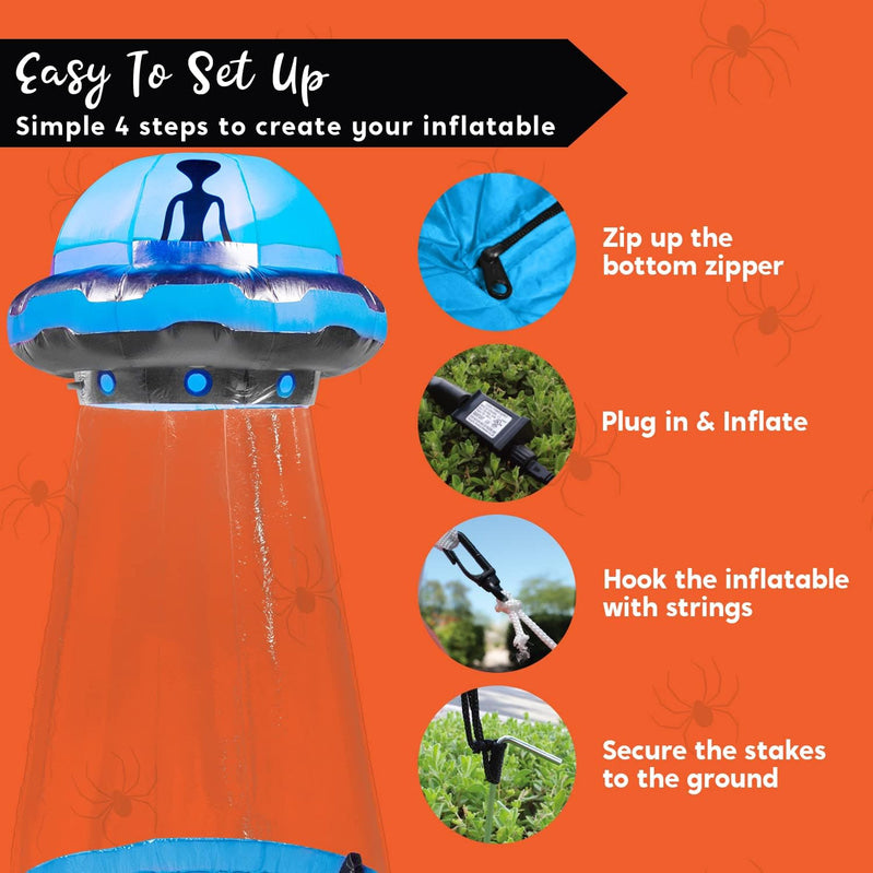 9ft Tall Halloween Inflatable UFO Yard Decoration