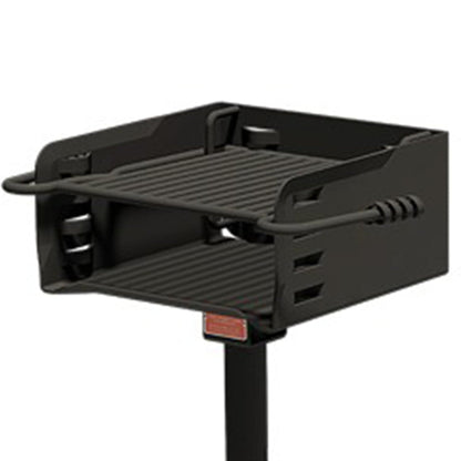 Pilot Rock Park Style Steel Outdoor BBQ Charcoal Grill and Post, Black