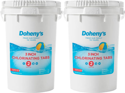 Doheny's 3 Inch Stabilized Chlorine Tablets | Pro-Grade Pool Sanitizer, Long Lasting, Slow Dissolving, 99% Pure Tri-Chlor, Individually Wrapped - 50lb