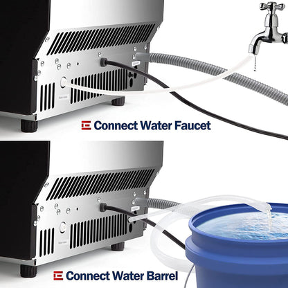 Euhomy Commercial Ice Machine, 2 Way Water Supply 100lbs/24H Stainless Steel Under Counter ice Machine with 33lbs Capacity