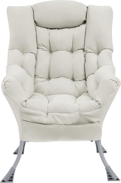 Living and More High Back Sofa Chair, Modern Fabric Lazy Chair, Accent Contemporary Lounge Chair, Cool Grey