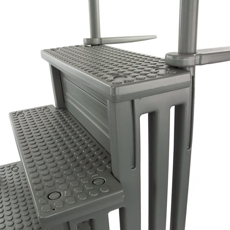 Select Anti-Slip in-Pool Steps | Gray | for Above Ground Swimming Pools | Can Mount to Decks 48" to 54" H | Safety Stairs Capacity Up to 300 lbs
