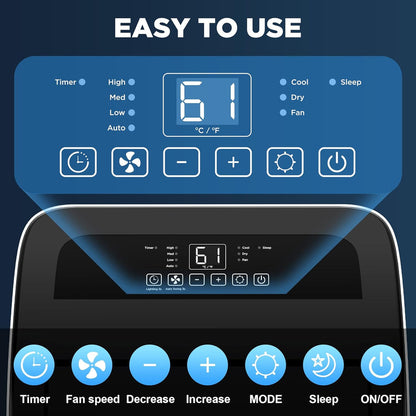Portable Air Conditioners with Remote Control, 3-in-1 Free Standing Cooling AC Unit with Fan & Dehumidifier, Cools Room up to 700 sq.ft, Smart/Sleep Mode,3 Speed,Auto Swing,24H Timer