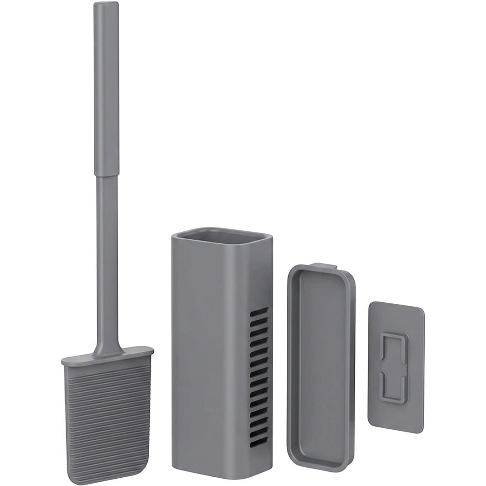 Lyvr Flat Silicone Toilet Brush with Ventilated Holder Gray - Product view