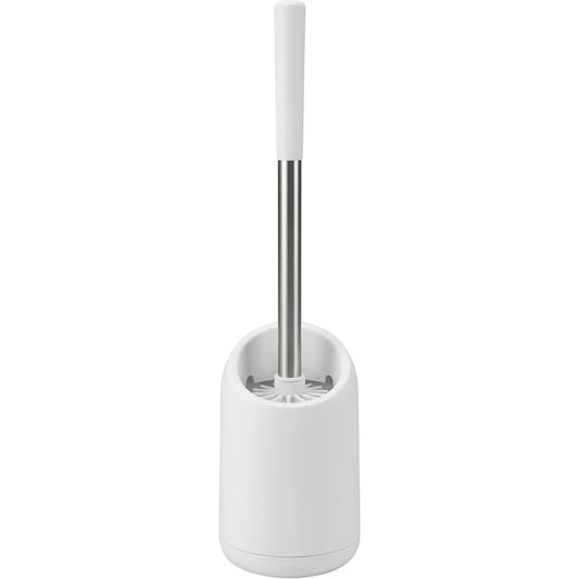 Lyvr Round Silicone Toilet Brush with Cylindrical Holder White - Product view