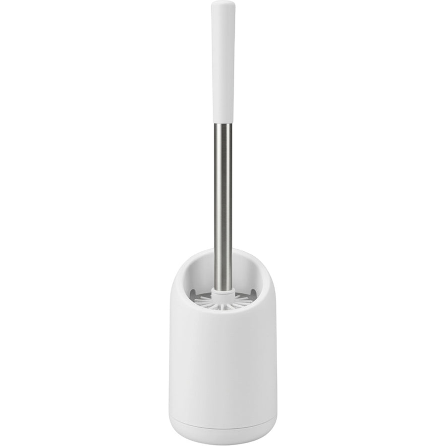 Lyvr Round Silicone Toilet Brush with Cylindrical Holder White